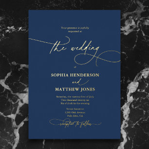 Invitation En Aluminium Mariage élégant et formel en bleu marine