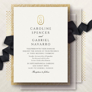 Invitation En Aluminium Mariage Élégant et Intemporel Monogrammé