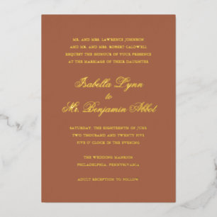 Invitation En Aluminium Mariage élégant et traditionnel en terre cuite