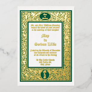 Invitation En Aluminium Mariage Élégant Feuillage & Bordure Florale