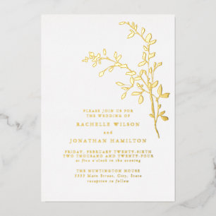 Invitation En Aluminium Mariage Élégant Feuille Or