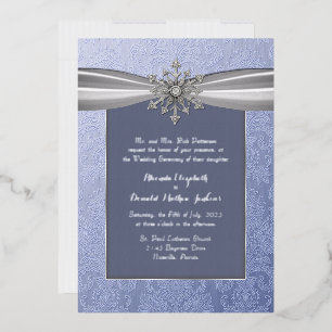 Invitation En Aluminium Mariage Élégant Flocon de Neige Bijou