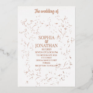 Invitation En Aluminium Mariage élégant floral rose or feuille