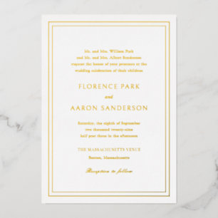 Invitation En Aluminium Mariage élégant Florence Gold