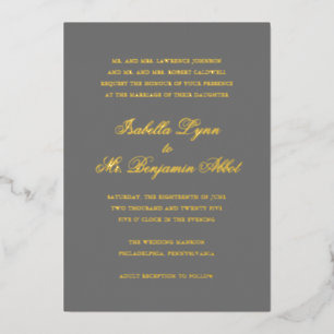 Invitation En Aluminium Mariage Élégant Formel Gris Traditionnel