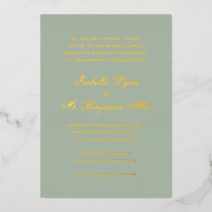 Invitation En Aluminium Mariage Élégant Formel Vert Sauge Traditionnel