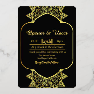 Invitation En Aluminium Mariage Elegant Gold Arrière - plan Floral Gold Fo