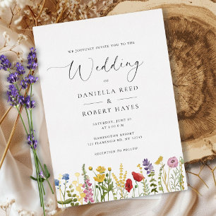Invitation En Aluminium Mariage Élégant Minimaliste Fantaisiste aux Fleurs