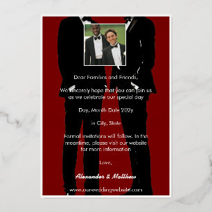 Invitation En Aluminium Mariage Élégant Moderne d'Hommes Gay Or