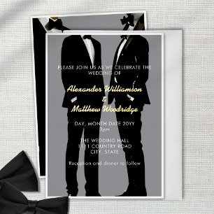 Invitation En Aluminium Mariage Élégant Moderne d'Hommes Gays en Or