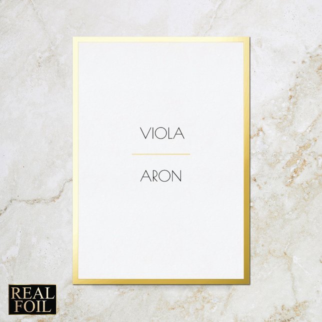 Invitation En Aluminium Mariage Élégant Moderne Minimal avec Bordure Dorée (Créateur téléchargé)