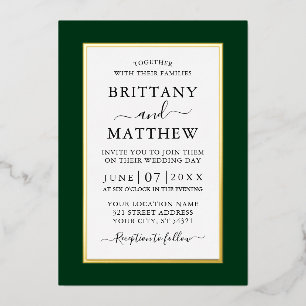 Invitation En Aluminium Mariage élégant moderne Or vert