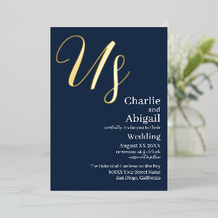 Invitation En Aluminium Mariage élégant moderne US sur fond bleu marine
