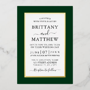 Invitation En Aluminium Mariage Élégant Moderne Vert Or