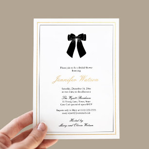 Invitation En Aluminium Mariage élégant noir blanc or Shower de mariage