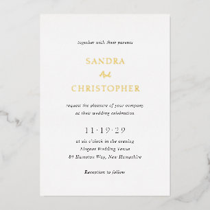 Invitation En Aluminium Mariage Élégant Noir et Blanc Simple Moderne