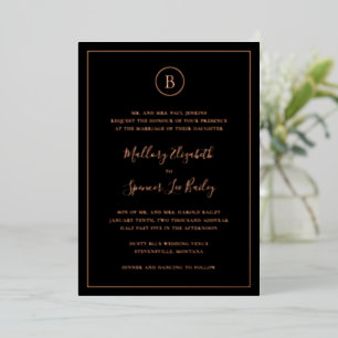 Invitation En Aluminium Mariage élégant noir traditionnel