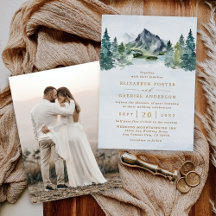 Mariage Élégant Rustique Montagne Photo Or Réel