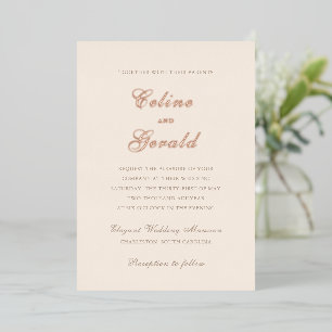 Invitation En Aluminium Mariage Élégant Sable Classique Neutre