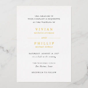 Invitation En Aluminium Mariage Élégant Simple