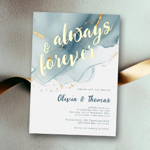 Invitation En Aluminium Mariage Élégant Toujours Pour Toujours Bleu Poussi
