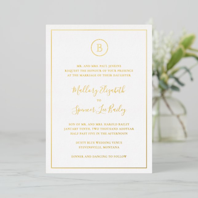 Invitation En Aluminium Mariage Élégant Traditionnel (Debout devant)