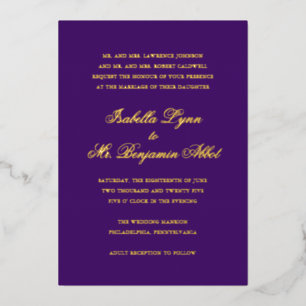 Invitation En Aluminium Mariage élégant traditionnel violet