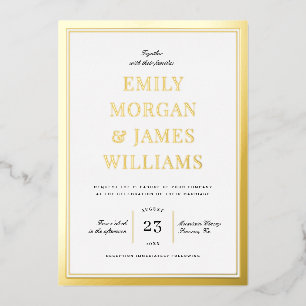 Invitation En Aluminium Mariage Élégant Typographie Vintage avec Bordure N