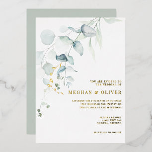 Invitation En Aluminium MARIAGE Élégante moderne verdure d'eucalyptus
