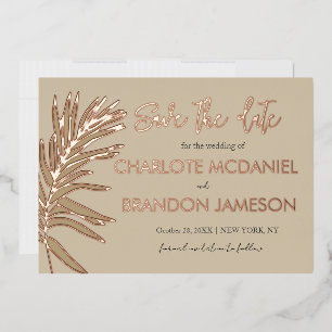 Invitation En Aluminium Mariage En Feuille De Palme Tropicale Enregistrer
