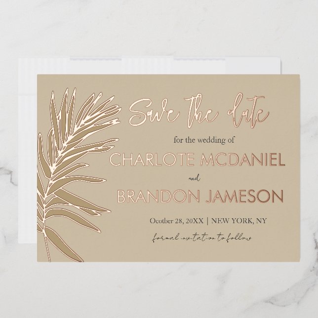 Invitation En Aluminium Mariage En Feuille De Palme Tropicale Enregistrer  (Enveloppe)