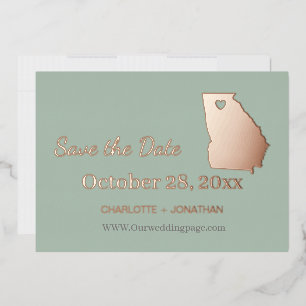 Invitation En Aluminium Mariage en Géorgie Rose Gold Save The Date  