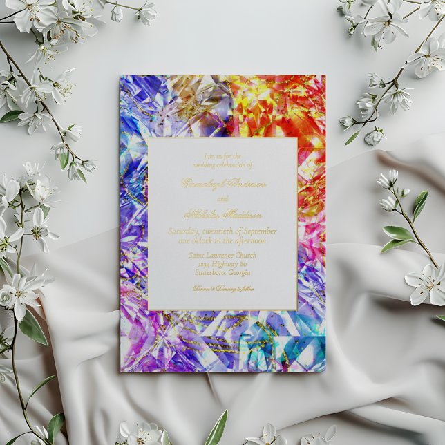 Invitation En Aluminium Mariage en pierre arc-en-ciel couleur de la partie (Créateur téléchargé)