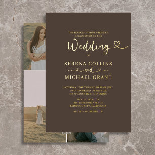 Invitation En Aluminium Mariage en terre cuite avec cœur à script classiqu