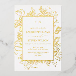 Invitation En Aluminium Mariage en véritable feuille d'or avec monogramme