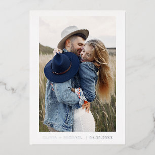 Invitation En Aluminium Mariage Enregistrer la Date Photo Minimaliste Arge