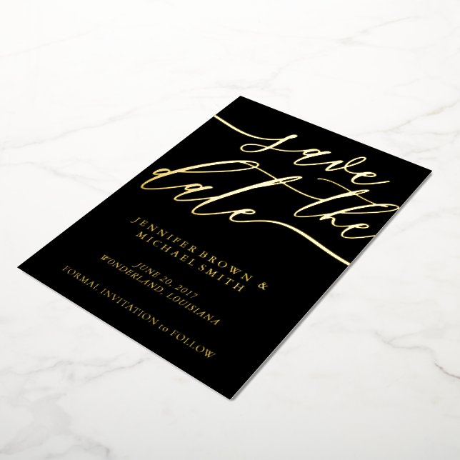 Invitation En Aluminium Mariage Enregistrer le script noir Date (Rotation)