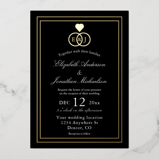 Invitation En Aluminium Mariage Entwin Rings (Recto)
