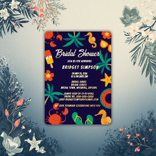 Invitation En Aluminium mariage estival plage bord de mer bleu marine