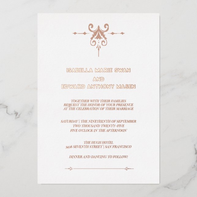 Invitation En Aluminium Mariage Éternel Crépuscule Bella et Edward (Recto)