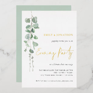 Invitation En Aluminium Mariage Eucalyptus moderne Soirée Gold Real