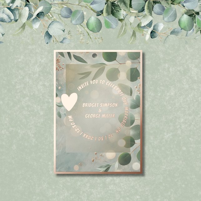 Invitation En Aluminium Mariage Eucalyptus Vert Sage romantique (Créateur téléchargé)