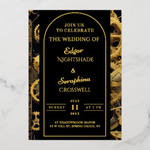 Invitation En Aluminium Mariage extravagant steampunk à l'ancienne horloge
