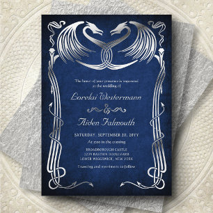 Invitation En Aluminium Mariage Fantasy Dragon Bleu