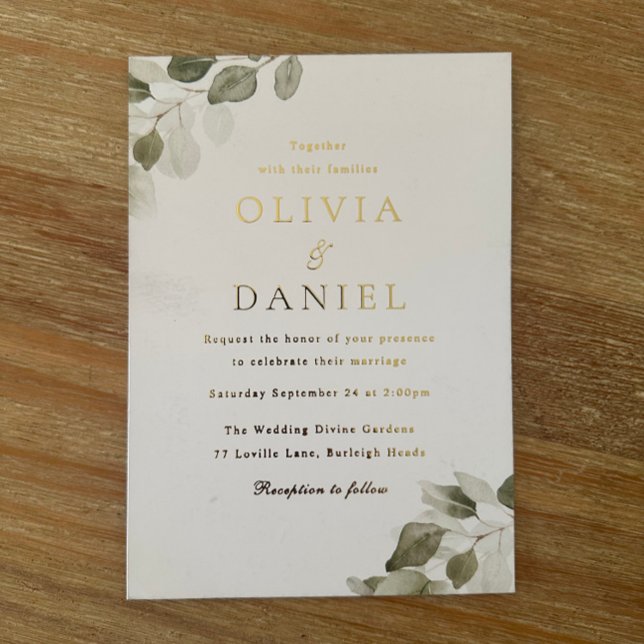 Invitation En Aluminium Mariage Feuillage & Papier d'Or (Créateur téléchargé)