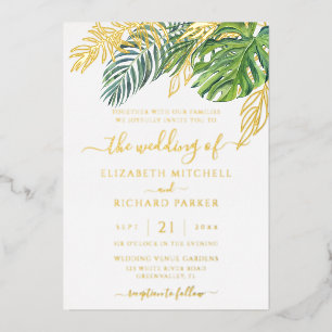 Invitation En Aluminium Mariage Feuille de palme sauvage tropicale