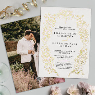 Invitation En Aluminium Mariage Fleur de lis printemps noir blanc art