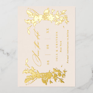 Invitation En Aluminium Mariage fleur sauvage Enregistrer La Date Blush & 
