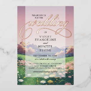 Invitation En Aluminium Mariage Fleur sauvage paysager