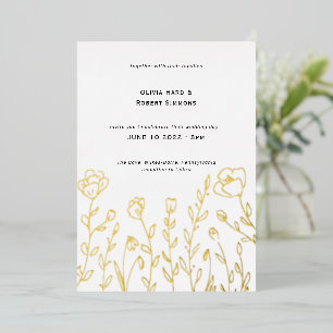 Invitation En Aluminium Mariage Fleur sauvage simple 